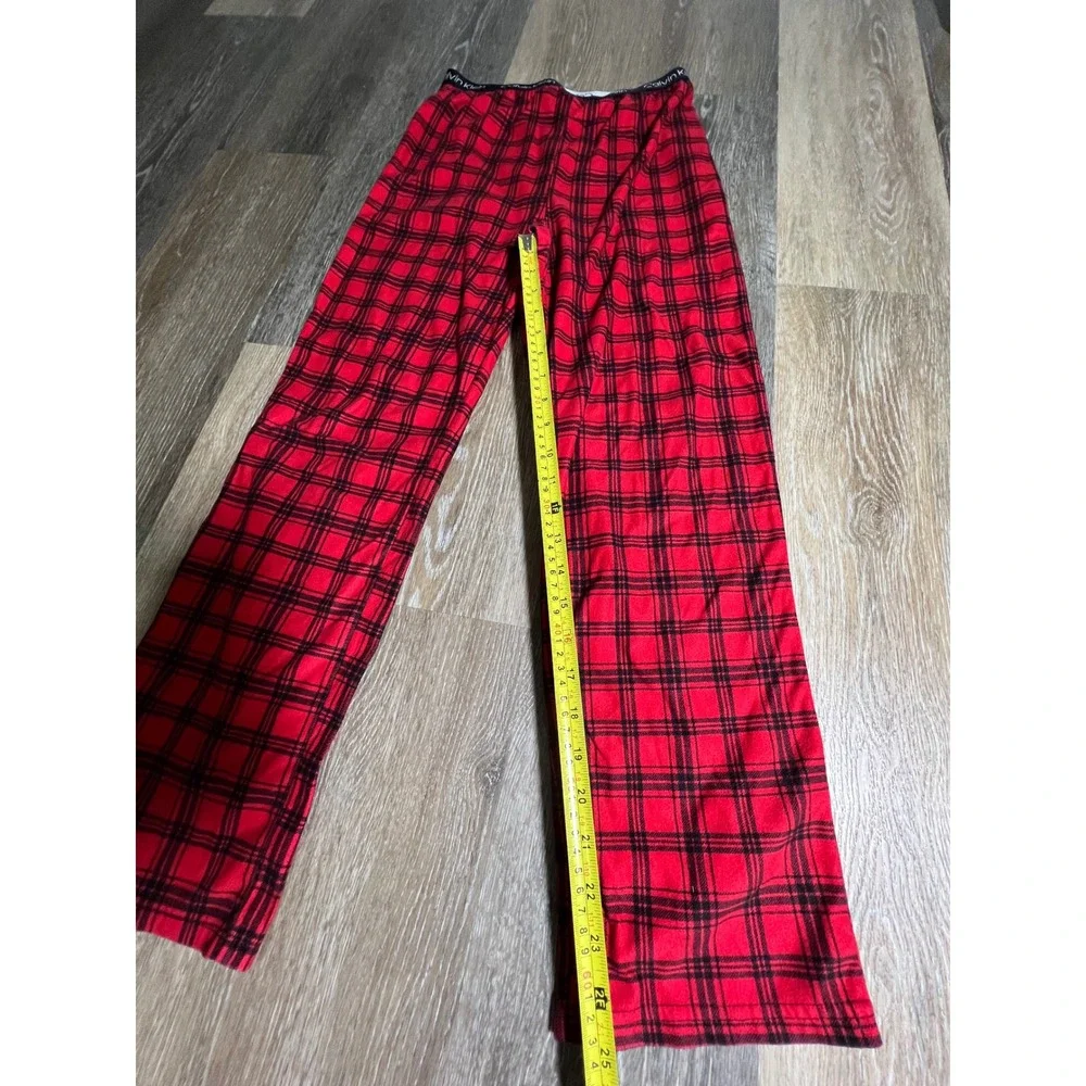 Calvin Klein Pajama Pants Boys XL 14/16 Red Black Plaid Excellent‎ Fleece Lounge